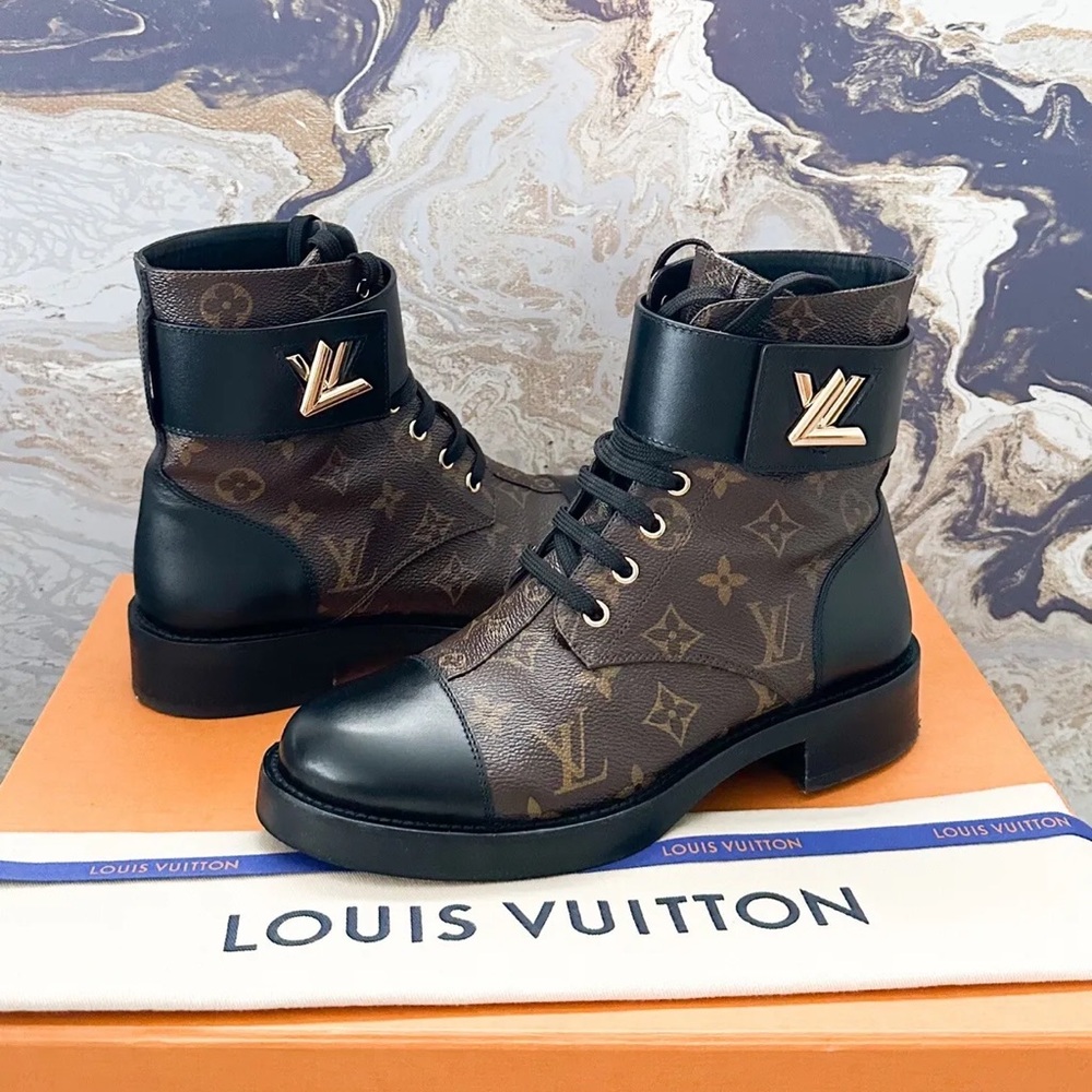 Louis Vuitton Monogram Wonderland Twist Flat Ranger Combat Boots